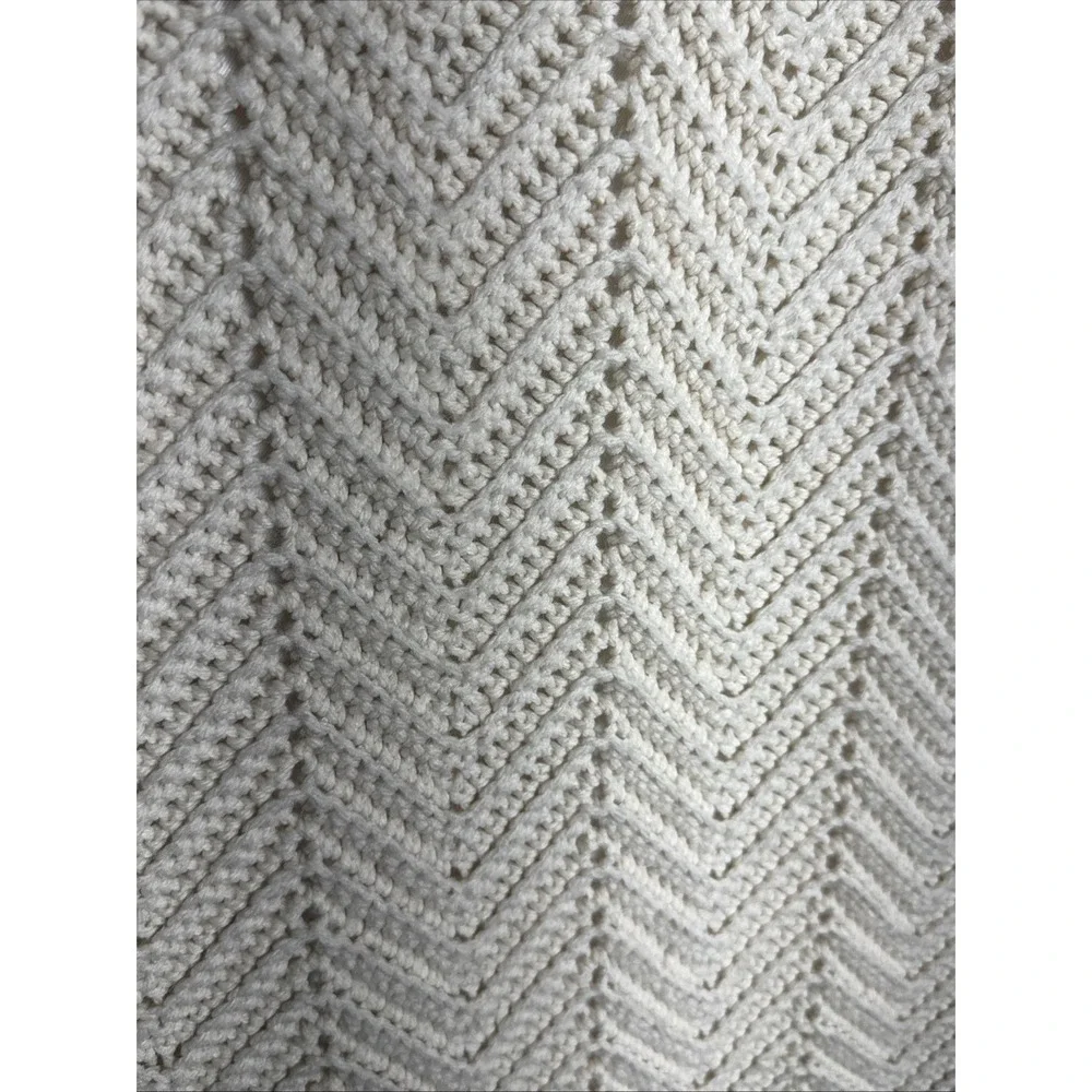Crochet blanket - vintage off-white - handcrafted  55